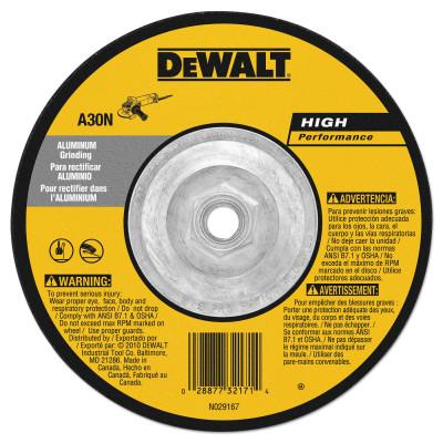 DeWalt® Type 27 Depressed Center Wheels, Abrasive Material:Aluminum Oxide, Grit:A30N, Speed [Max]:12,200 rpm, Dia. [Nom]:5 in