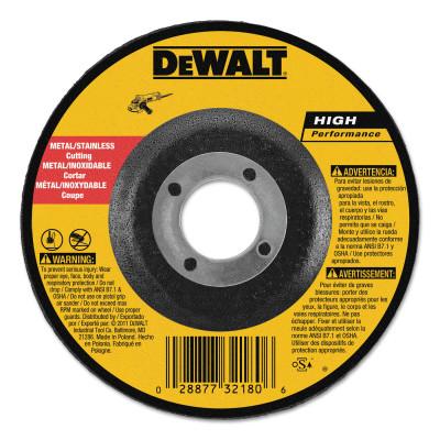 DeWalt® Type 27 Depressed Center Wheels, Abrasive Material:Aluminum Oxide, Grit:A60T, Speed [Max]:15,200 rpm, Dia. [Nom]:4 in