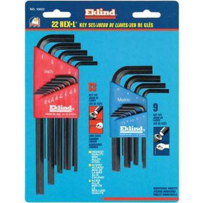 Eklind® Tool Hex-L® Key Sets, Measuring System:Inch; Metric