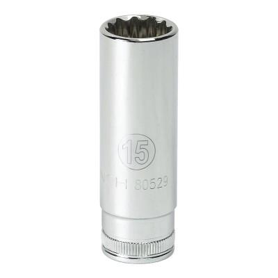 Apex® 3/8 in Drive 6 and 12 Point Metric Deep Length Sockets, Drive Type:12 Point