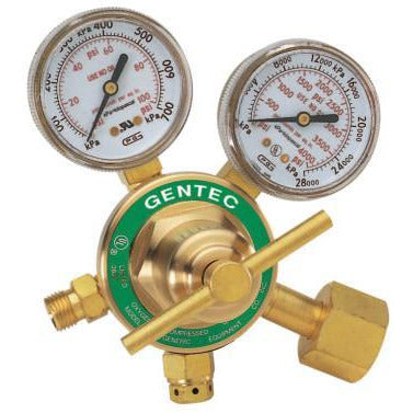 Gentec Single Stage Regulators, Inlet Pressure [Max]:400 psi, Outlet Connection:9/16 in - 18 LH(M), Inlet Connection:CGA 300, Body Material:Forged Brass