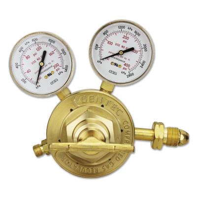 Gentec Single Stage Regulators, Inlet Pressure [Max]:400 psi, Outlet Connection:9/16 in - 18 LH(M), Inlet Connection:CGA 510, Body Material:Brass