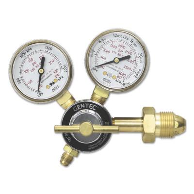 Gentec Single Stage Regulators, Inlet Pressure [Max]:4,000 psi, Outlet Connection:1/4 in. Same Flare, Inlet Connection:CGA 580, Body Material:Brass