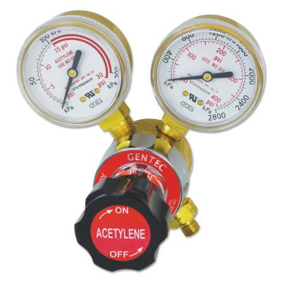 Gentec Single Stage Regulators, Inlet Pressure [Max]:400 psi, Outlet Connection:3/8 in - 24 LH(M), Inlet Connection:CGA 200 "MC" Rear, Body Material:Brass