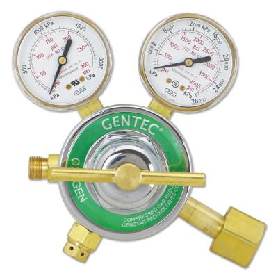 Gentec Single Stage Regulators, Inlet Pressure [Max]:4,000 psi, Outlet Connection:9/16 in - 18 RH(M), Inlet Connection:CGA 540, Body Material:Forged Brass