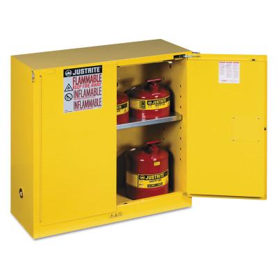 Justrite Yellow Safety Cabinets for Flammables, Type:Self-Closing Cabinet