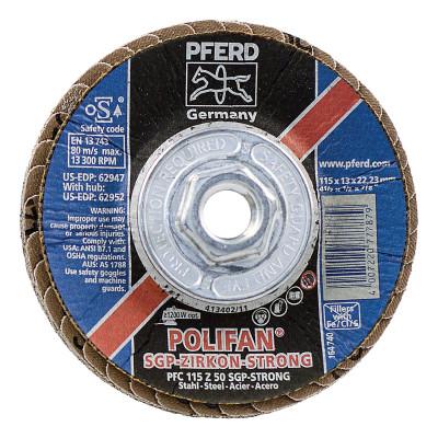 Pferd POLIFAN® Flap Discs, Type:Conical, Grit:50, Abrasive Material:Zirconia