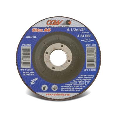 CGW Abrasives Depressed Center Wheels- 1/4" Grinding, Type 27, Arbor Diam [Nom]:5/8 in, Abrasive Material:Aluminum Oxide