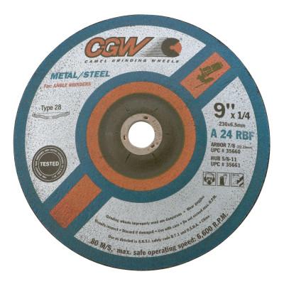 CGW Abrasives Depressed Center Wheels- 1/4" Grinding, Type 28