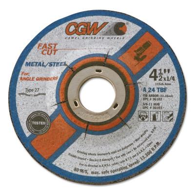 CGW Abrasives Depressed Center Wheels- 1/4" Grinding, Type 28