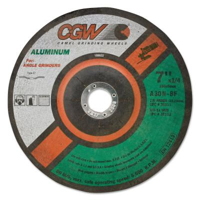 CGW Abrasives Depressed Center Wheels- 1/4" Grinding, Type 27, Arbor Diam [Nom]:7/8 in, Abrasive Material:Aluminum Oxide