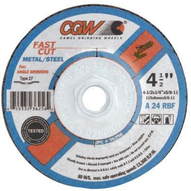 CGW Abrasives Fast Cut - Type 27 Depressed Center Wheels
