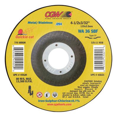 CGW Abrasives Thin Cut-Off Wheels, Tool Shape:Type 27