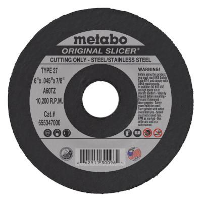 Metabo Original Slicer Cutting Wheels, Tool Shape:Type 27