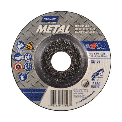 Norton Grinding Wheels, Abrasive Trade Name:Norton Metal, Arbor Diam [Nom]:7/8 in
