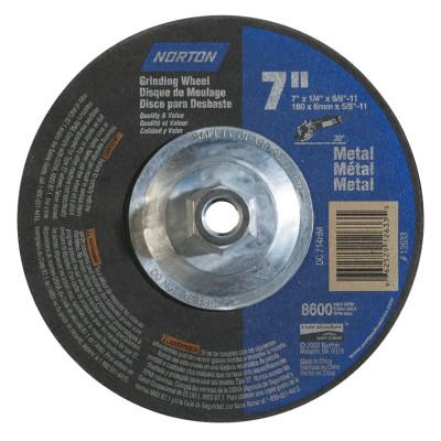 Norton Type 27 Depressed Center Metal & Masonry Wheels, Arbor Diam [Nom]:5/8 in, Abrasive Material:Aluminum Oxide
