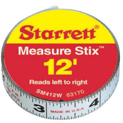 L.S. Starrett Measure Stix™ Steel Measuring Tapes, Blade Material:Steel with Adhesive Backing