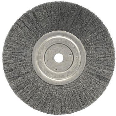 Weiler® Narrow Face Crimped Wire Wheels, Face Width:3/4 in, Bristle Material:Stainless Steel, Bristle Diam:0.006 in, Arbor Diam [Nom]:5/8 in