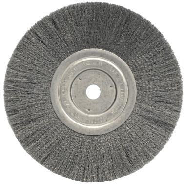 Weiler® Narrow Face Crimped Wire Wheels, Face Width:3/4 in, Bristle Material:Stainless Steel, Bristle Diam:0.0118 in, Arbor Diam [Nom]:5/8 in