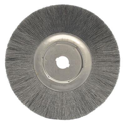Weiler® Narrow Face Crimped Wire Wheels, Face Width:3/4 in, Bristle Material:Stainless Steel, Bristle Diam:0.006 in, Arbor Diam [Nom]:1 1/4 in