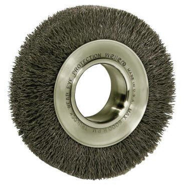 Weiler® Medium-Face Crimped Wire Wheels, Bristle Material:Stainless Steel, Wt.:1 1/2 lb