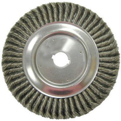 Weiler® Standard Twist Knot Wire Wheels, Face Plate Thickness:3/4 in, Bristle Diam:0.014 in, Bristle Material:Steel