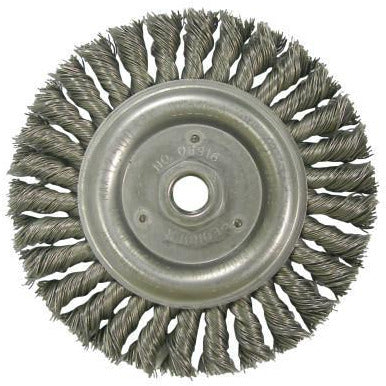 Weiler® Roughneck® Stringer Bead Twist Knot Wire Wheels, Bristle Material:Stainless Steel, Face Width:5/16 in
