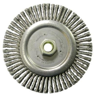 Weiler® Roughneck® Stringer Bead Wheels, Bristle Material:Steel, Speed [Max]:12,500 rpm, Bristle Diam:0.020 in, No. of Knots:56