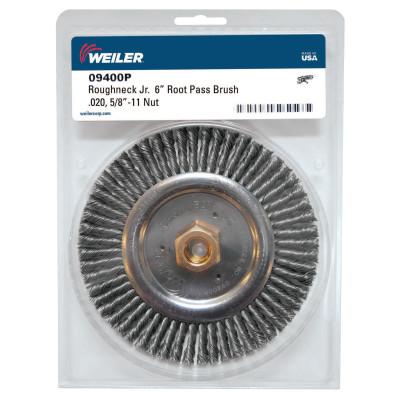 Weiler® Roughneck® Stringer Bead Wheels, Bristle Material:Steel, Speed [Max]:12,500 rpm, Bristle Diam:0.020 in, No. of Knots:56