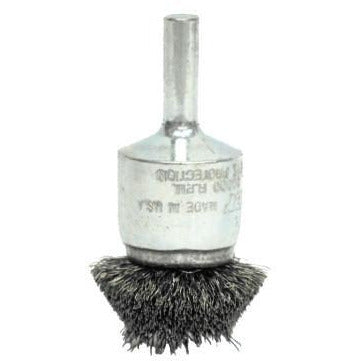 Weiler® Stem-Mounted Circular Flared End Brushes, Wire Size [Nom]:0.0140 in, Brush Diam:1 in