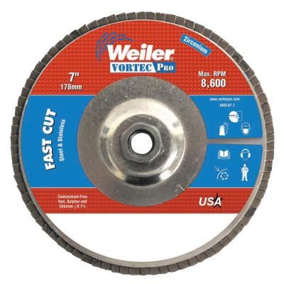 Weiler® Vortec Pro® Abrasive Flap Discs, Mounting:Threaded Hole, Grit:60, Speed [Max]:8,600 rpm