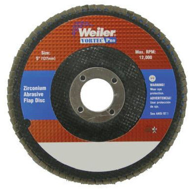 Weiler® Vortec Pro® Abrasive Flap Discs, Mounting:Arbor Hole, Grit:36, Speed [Max]:12,000 rpm