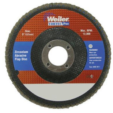 Weiler® Vortec Pro® Abrasive Flap Discs, Mounting:Arbor Hole, Grit:80, Speed [Max]:12,000 rpm