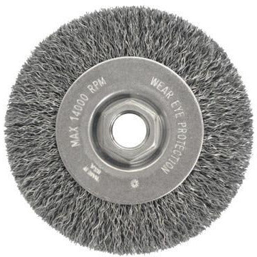 Weiler® Vortec Pro® Crimped Wire Wheels, Packing Type:Display Pack, Type:Narrow Face, Speed [Max]:14,000 rpm, Bristle Diam:0.014 in, Bristle Material:Carbon Steel