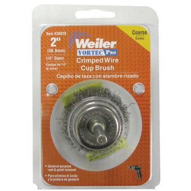 Weiler® Vortec Pro® Stem Mounted Crimped Wire Cup Brushes