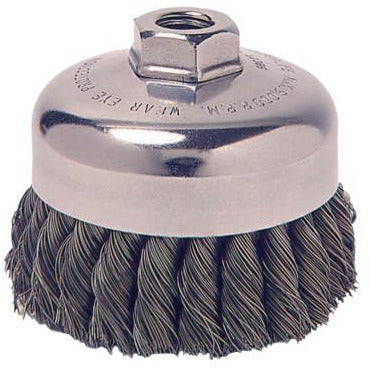 Weiler® Vortec Pro® Knot Wire Cup Brushes, Wire Size [Nom]:0.025 in, Packing Type:Display Pack