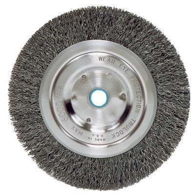 Weiler® Vortec Pro® Crimped Wire Wheels, Packing Type:Boxed, Type:Narrow Face, Speed [Max]:6,000 rpm, Bristle Diam:0.014 in, Bristle Material:Carbon Steel