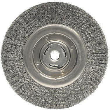 Weiler® Vortec Pro® Crimped Wire Wheels, Packing Type:Boxed, Type:Wide Face, Speed [Max]:3,600 rpm, Bristle Diam:0.014 in, Bristle Material:Carbon Steel