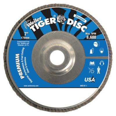Weiler® Tiger® Disc Angled Style Flap Discs, Body Material:Aluminum Backing, Arbor Diam [Nom]:7/8 in