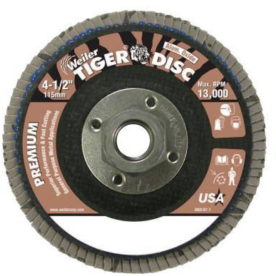 Weiler® Tiger Disc® Flat Style Flap Discs, Abrasive Material:Aluminum Oxide