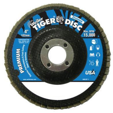 Weiler® Tiger Disc® Flat Style Flap Discs, Abrasive Material:Zirconium