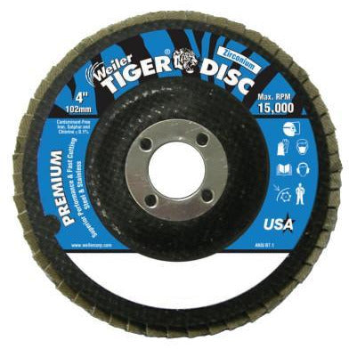 Weiler® Tiger Disc® Flat Style Flap Discs, Abrasive Material:Zirconium