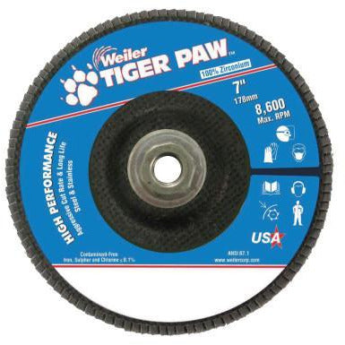 Weiler® Tiger Paw™ Coated Abrasive Flap Discs
