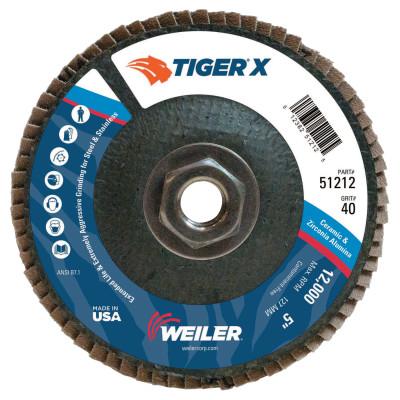 Weiler® TIGER® X Flap Discs, Arbor Diam [Nom]:5/8 in - 11