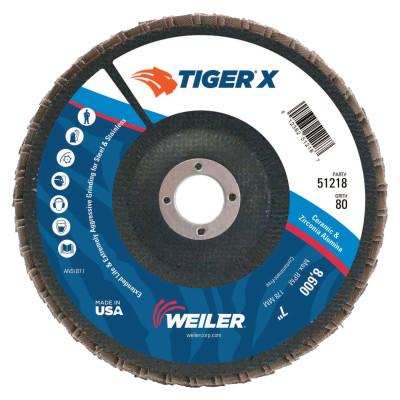 Weiler® TIGER® X Flap Discs, Arbor Diam [Nom]:7/8 in