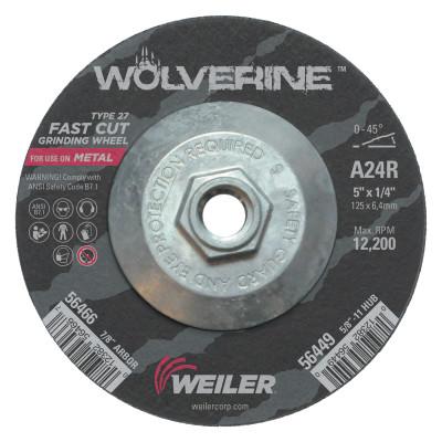 Weiler® Wolverine™ Grinding Wheels, Arbor Diam [Nom]:5/8 in
