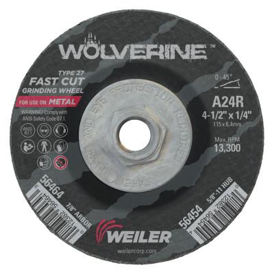Weiler® Wolverine™ Grinding Wheels, Arbor Diam [Nom]:5/8 in - 11