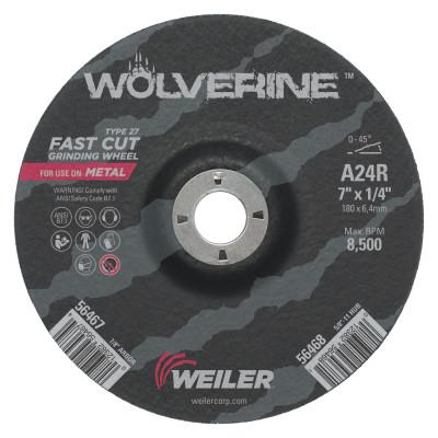 Weiler® Wolverine™ Grinding Wheels, Arbor Diam [Nom]:7/8 in