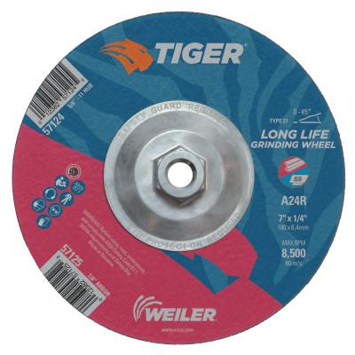 Weiler® Tiger A24S Long Life Depressed Center Grinding Wheels