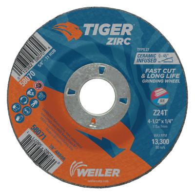 Weiler® Tiger® Zirc Grinding Wheels, Abrasive Trade Name:Tiger Zirc